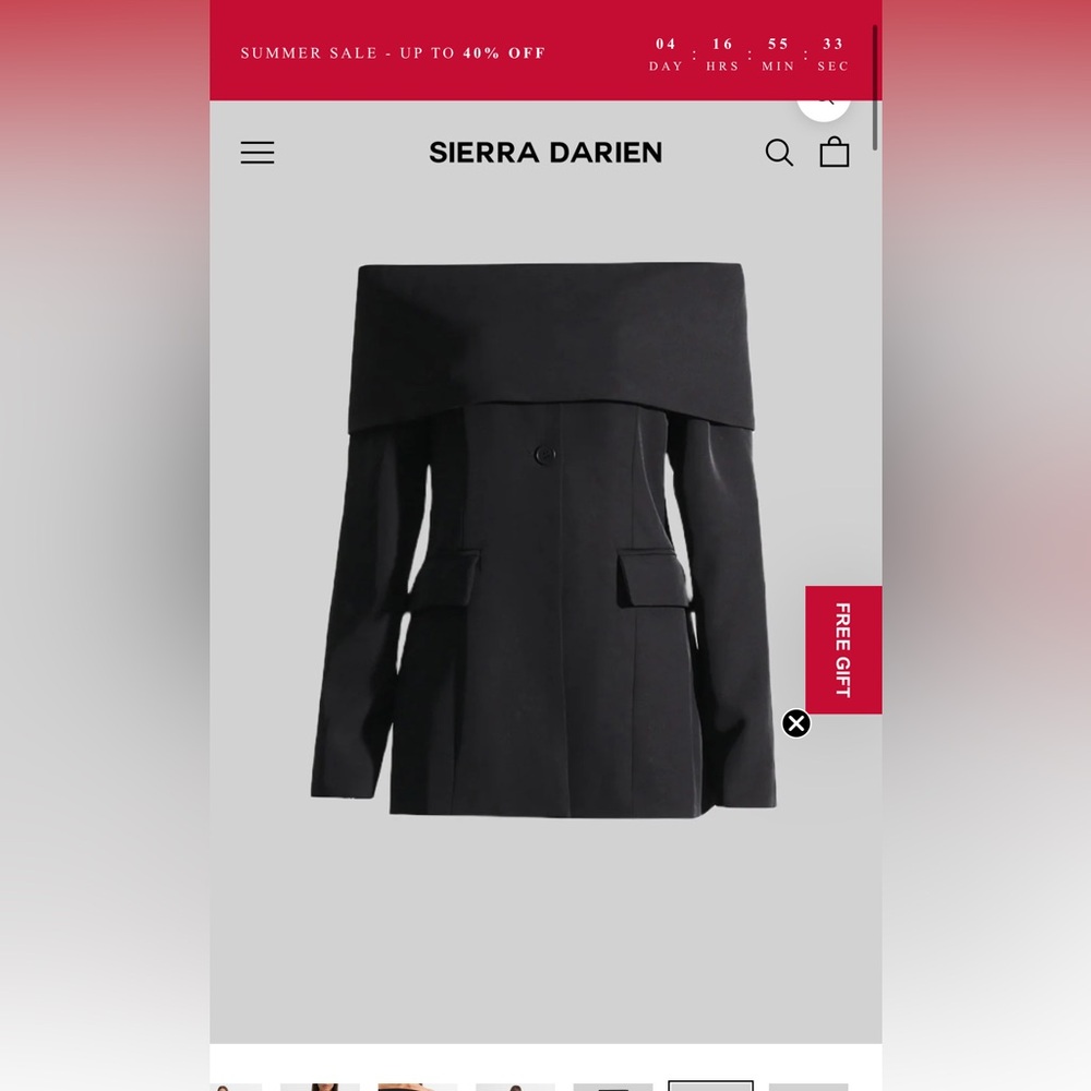 NWT Off-Shoulder Black Blazer